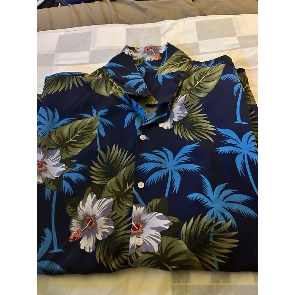 Men's 4XL Hawaiian Button Up Shirt Tropical Palm Floral Short Sleeve